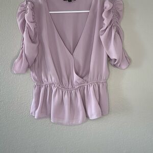Shinestar Lilac Puff Sleeve Blouse
